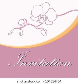 Wedding invitation with orchid silhouette