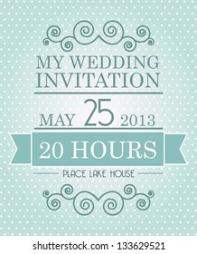 wedding invitation over blue background. vector illustration