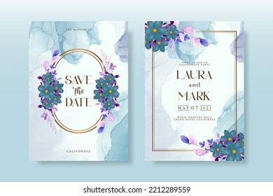 Wedding Invitation Pack With Floral Watercolor