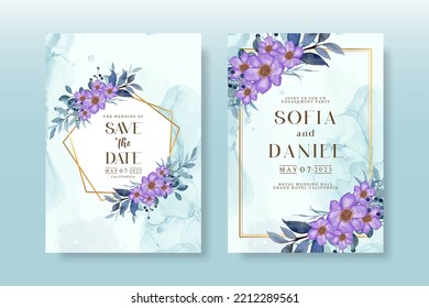 Wedding Invitation Pack With Floral Watercolor