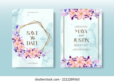 Wedding Invitation Pack With Floral Watercolor