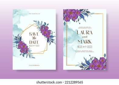 Wedding Invitation Pack With Floral Watercolor