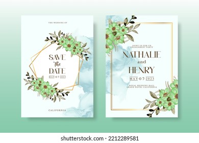 Wedding Invitation Pack With Floral Watercolor