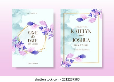 Wedding Invitation Pack With Floral Watercolor