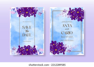 Wedding Invitation Pack With Floral Watercolor