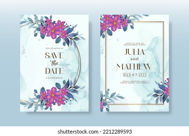 Wedding Invitation Pack With Floral Watercolor