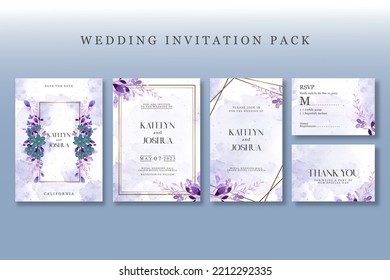 Wedding Invitation Pack With Floral Watercolor