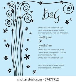 Wedding Invitation Panel flower tree