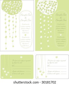 Wedding Invitation Panels and Reply Cards - Hanging Bouquet