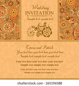 Wedding invitation in pastel east turkish style, orange
