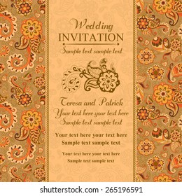 Wedding invitation in pastel east turkish style, orange