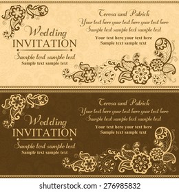 Wedding invitation in pastel east turkish style, brown and orange