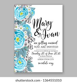 Wedding invitation peony rose ranunculus greenery
