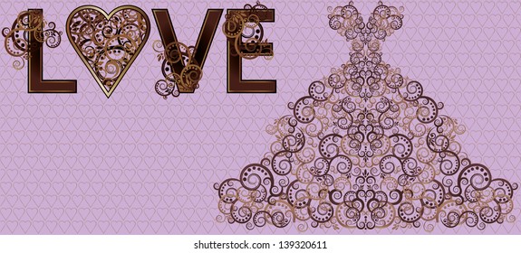 Wedding invitation postcard, vector illustration