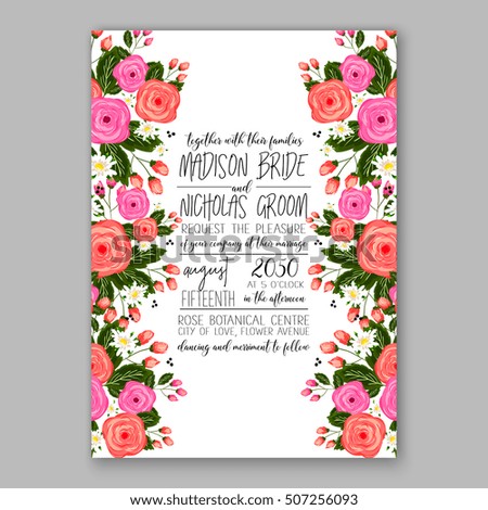 wedding invitation printable template floral wreath stock vector invitation printable template