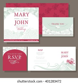 Wedding invitation with red canvas. Design of the RSVP