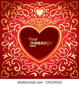Wedding invitation with a red heart