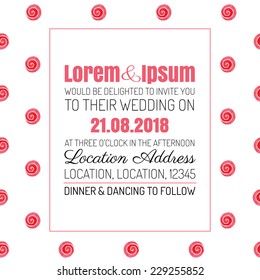 Wedding invitation red rose background