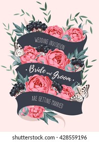Wedding invitation with ribbon