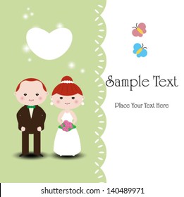 Wedding invitation . Romantic bride and groom .