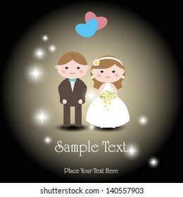 Wedding invitation . Romantic bride and groom .