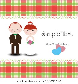 Wedding invitation . Romantic bride and groom .