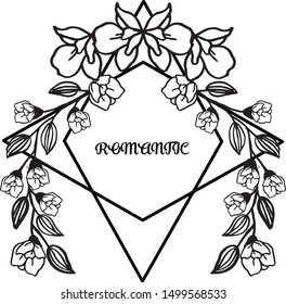 Wedding invitation romantic, with graphic of leaf floral frame. Vector