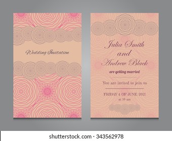 Wedding invitation in romantic style. Vector templates with floral decorative ornament. Vintage design