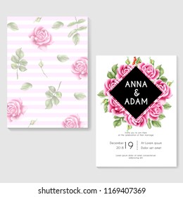 wedding invitation rose pink watercolor background