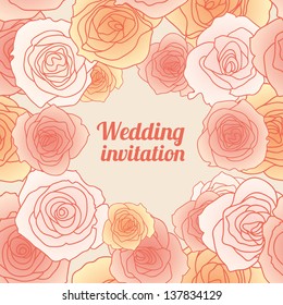 Wedding invitation with roses