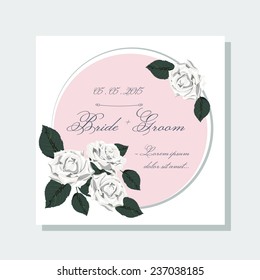 Wedding invitation with roses. Event floral frame