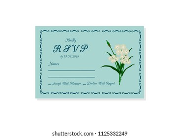 Wedding invitation RSVP isolated on white background