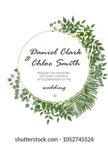 Wedding Invitation, rsvp modern card Design. Vector natural, botanical, elegant template.
Wedding floral watercolor style, invitation, save the date card design with forest greenery herbs, leaves.