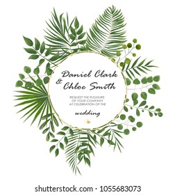 Wedding Invitation, rsvp modern card Design. Vector natural, botanical, elegant template.
Wedding floral watercolor style, invitation, save the date card design with forest greenery herbs, leaves.
