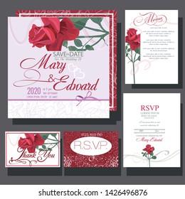 wedding invitation with rwd rose