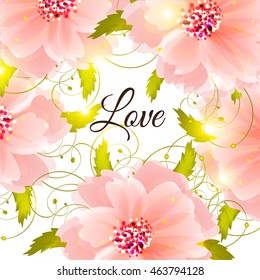 Wedding invitation sample with wreath of beautiful flower and design wording.