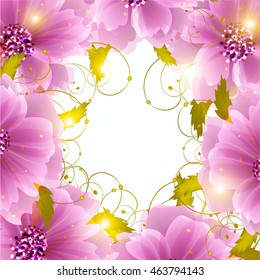 Wedding invitation sample with wreath of beautiful flower and design wording.