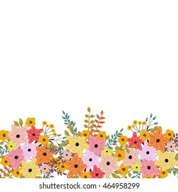 Wedding invitation sample with wreath of beautiful flower and design wording