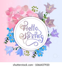 Wedding invitation, invitation, save date card design. Postcard with delicate, spring flowers. Pansies, spring bouquet. Vector illustration