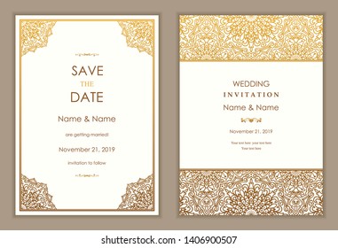 Wedding Invitation Card Luxury Gold Pattern Stock Vector (Royalty Free ...