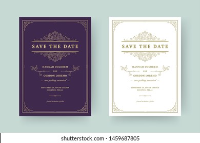 Wedding Invitation Save Date Cards Flourish Stock Vector (Royalty Free ...