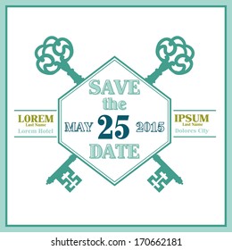 Wedding Invitation and Save the Date Card - Key Theme - in vector