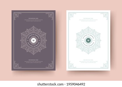 Wedding invitation save the date card template flourishes ornaments vignette swirls. Vintage victorian ornate frame and decoration wedding elegant invite title. Vector illustration.