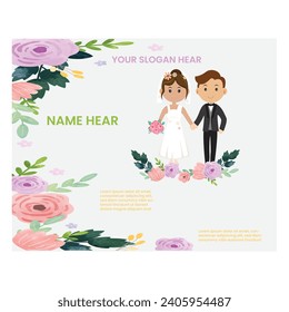 Wedding invitation save the date card template Flowers Invitation Template elegant ornaments vector illustration.