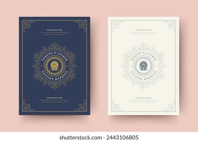 Wedding invitation save the date card template flourishes ornaments vignette swirls. Vintage victorian ornate frame and decoration wedding elegant invite title. Vector illustration.