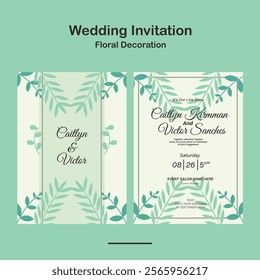 Wedding Invitation, save the date, card template. Clean Wedding invitation with floral decoration design in 