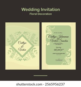 Wedding Invitation, save the date, card template. Clean Wedding invitation with floral decoration design in 