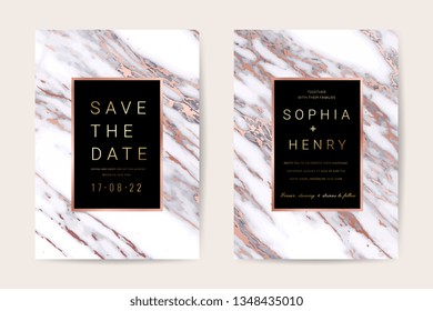 Wedding Invitation and Save The Date CardDesign with Luxury Marble Golden background  pattern. Can be adapt to covers design, RSVP, brochure, Packaging, Magazine, Poster and Greeting cards. 