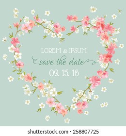 Wedding Invitation. Save the Date Floral Retro Card in vector