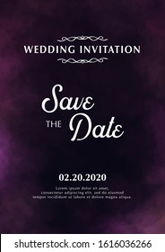 Wedding Invitation. Save the Date. Poster with cloudy background
